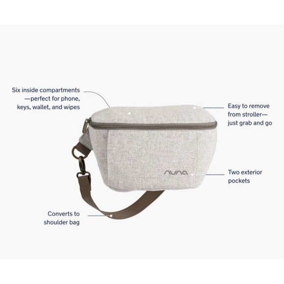 Nuna Stroller Sling Shoulder Bag  8 Compartments Color Curated Gray NEW - Picture 5 of 11